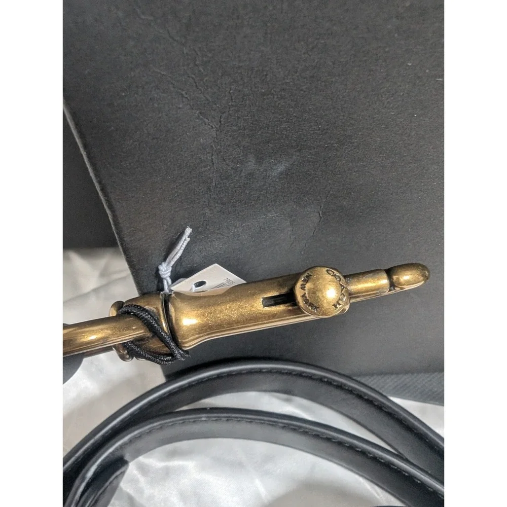 Authentic COACH Posh Black Leather Dog Leash Size Large New With Box & Tag!!